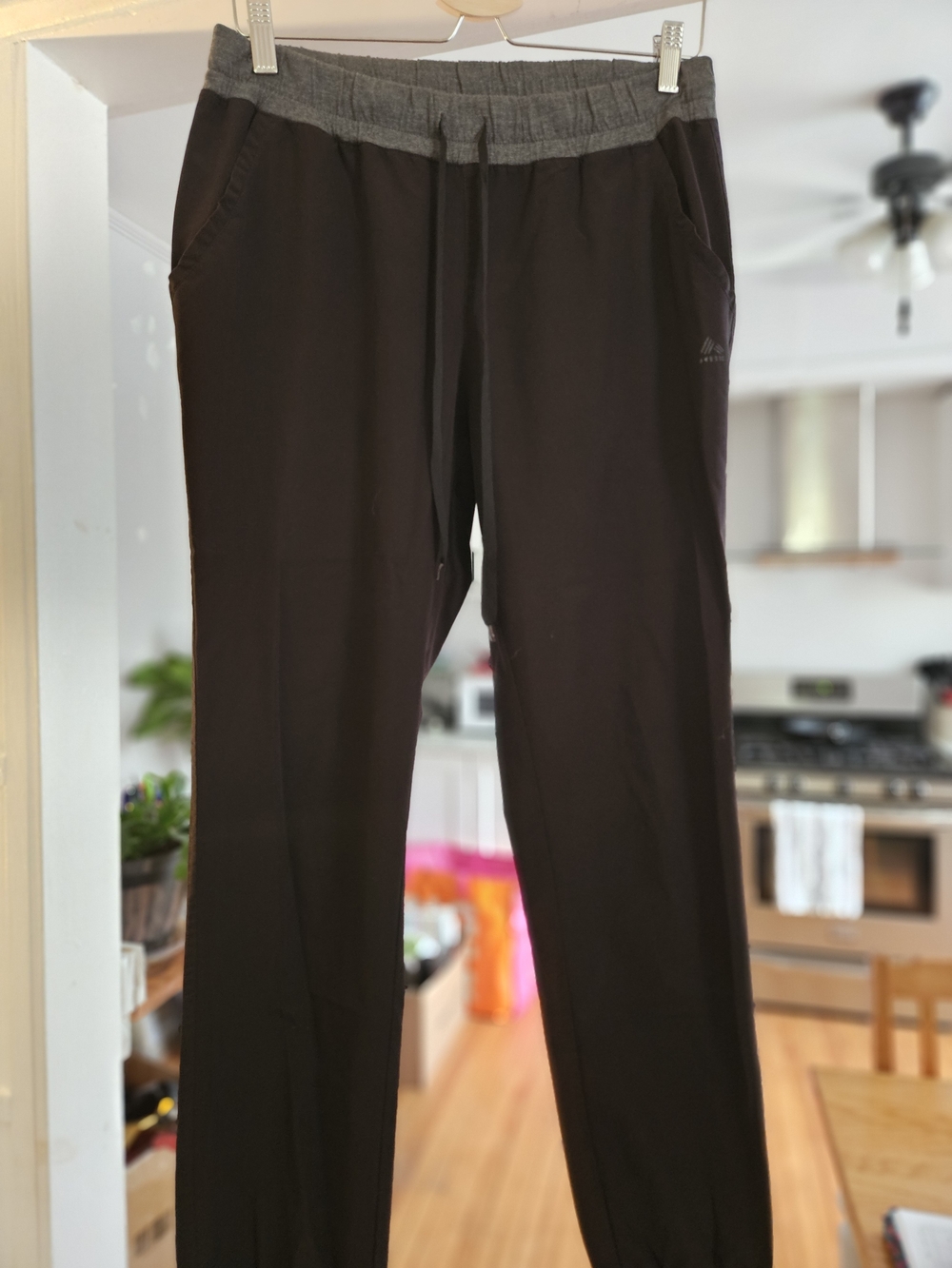 Women's Black Jogger Pants with Gray Waistband